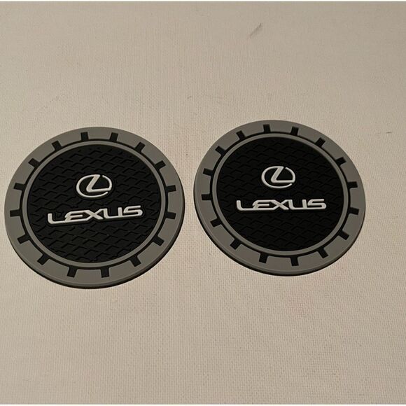 Lexus car cup Coasters in black and gray with logo Set of 2 NWT - Picture 4 of 5